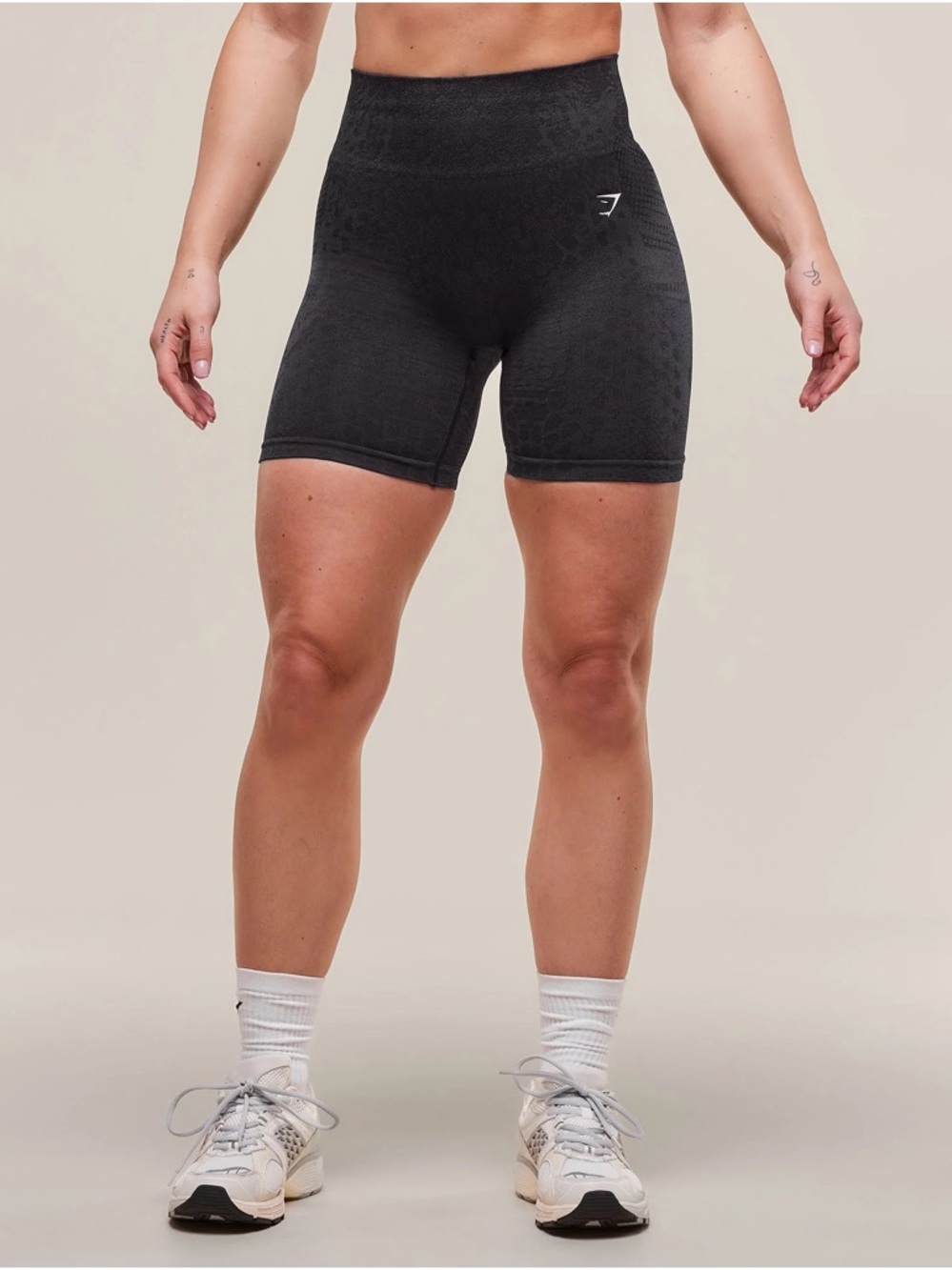 Gymshark High Waisted Black Animal Print Shorts